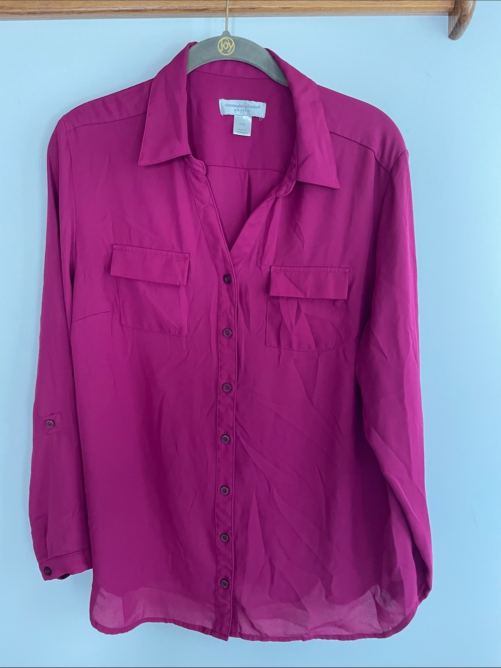 Christopher & Banks Fuchsia Button-Front Blouse